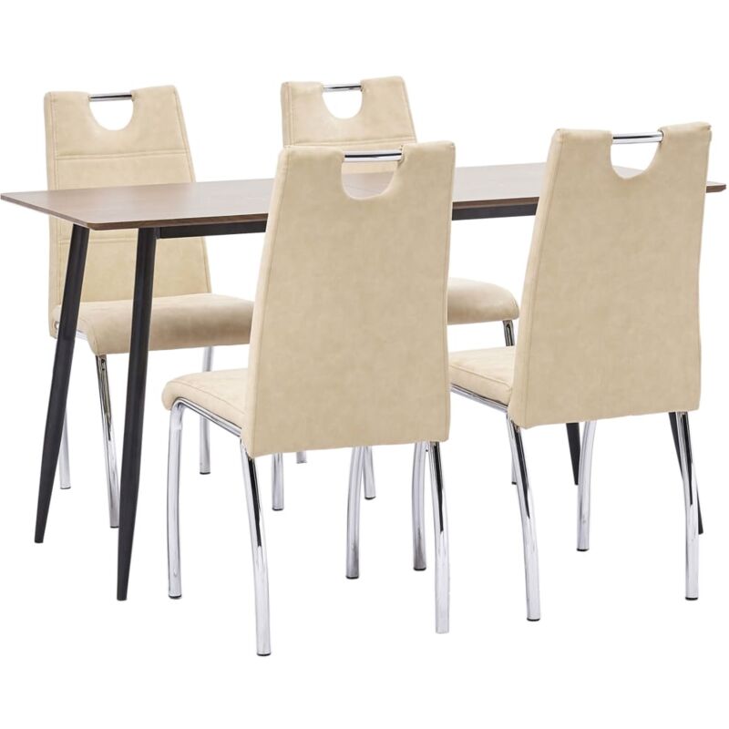 

vidaXL Juego de Comedor Cuero Sintético 5 Piezas Crema - Crema