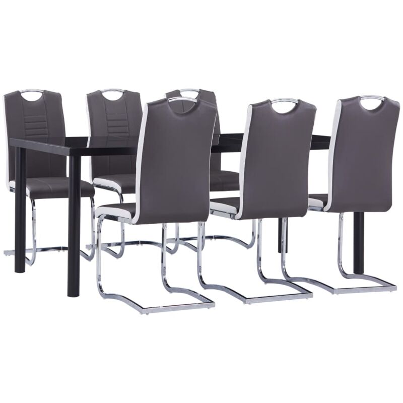 

vidaXL Juego de comedor 7 piezas cuero sintético gris - Gris