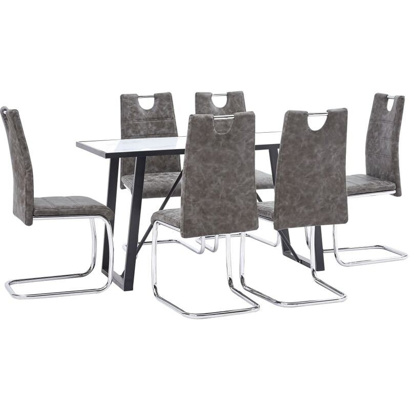 

vidaXL Juego de Comedor Cuero Sintético 7 Piezas Marrón - Marrón
