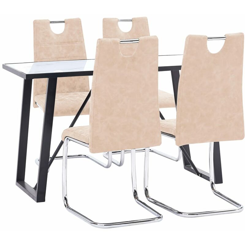 

vidaXL Juego de Comedor Cuero Sintético 5 Piezas Crema - Crema