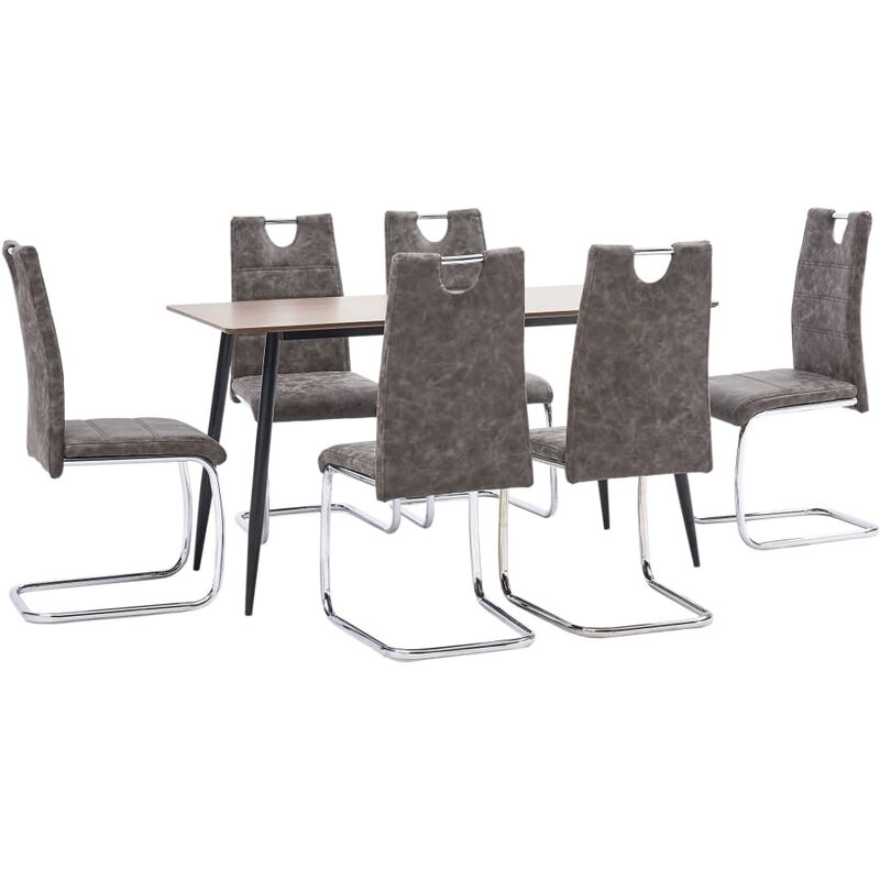 

vidaXL Juego de Comedor Cuero Sintético 7 Piezas Marrón - Marrón