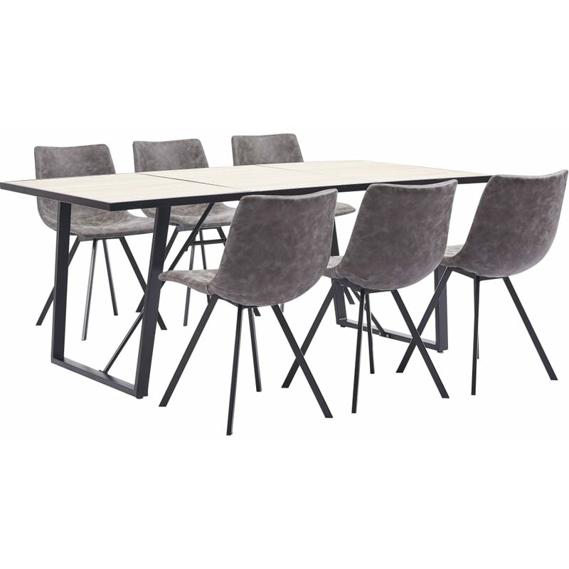 

Rogal Home&Deco Juego de comedor 7 piezas cuero sintético marrón