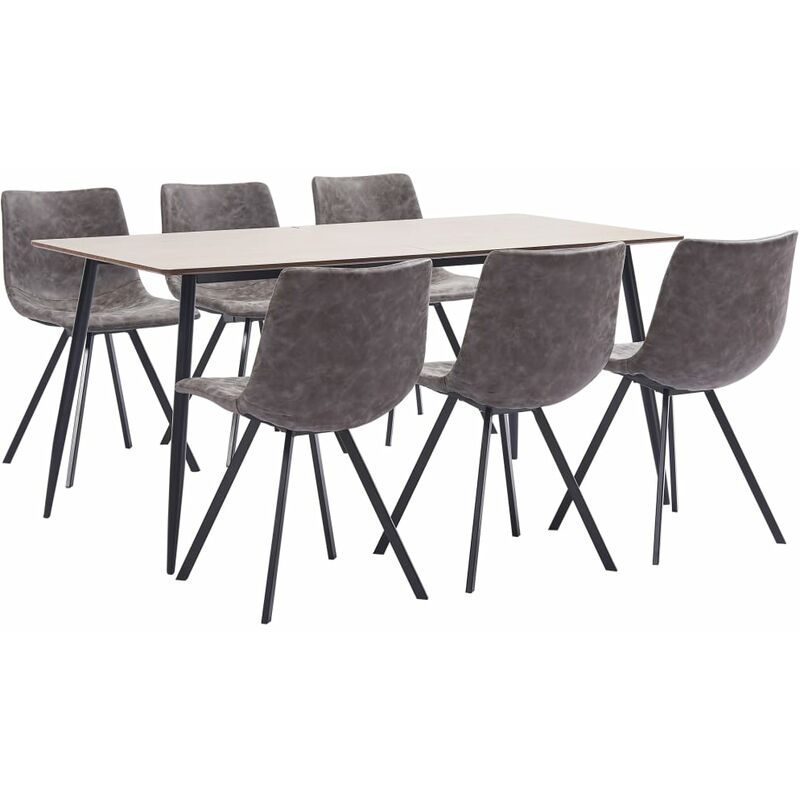 

Rogal Home&Deco Juego de comedor 7 piezas cuero sintético marrón