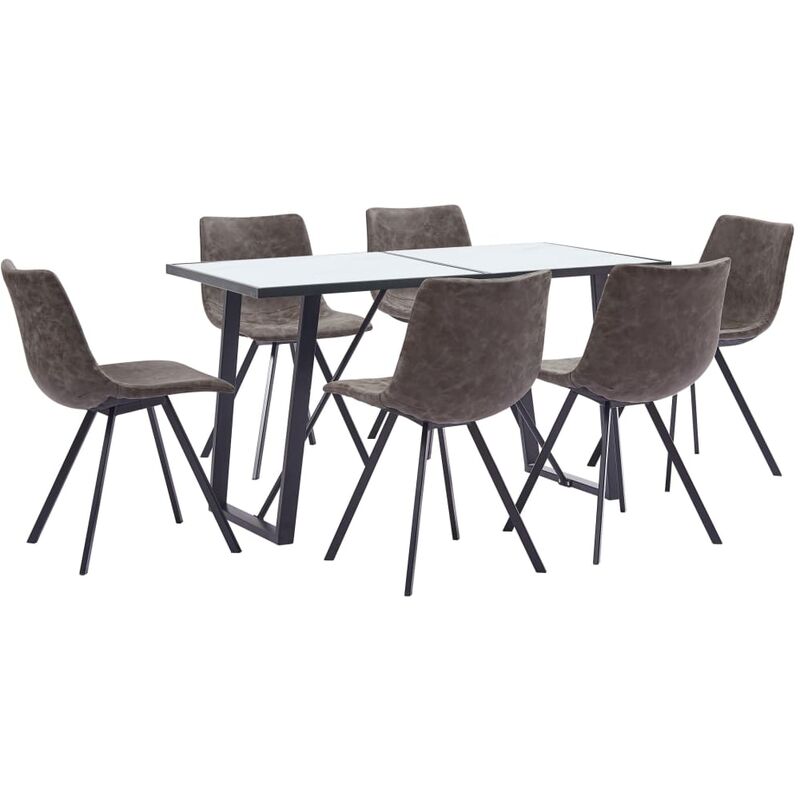 

Rogal Home&Deco Juego de comedor 7 piezas cuero sintético marrón