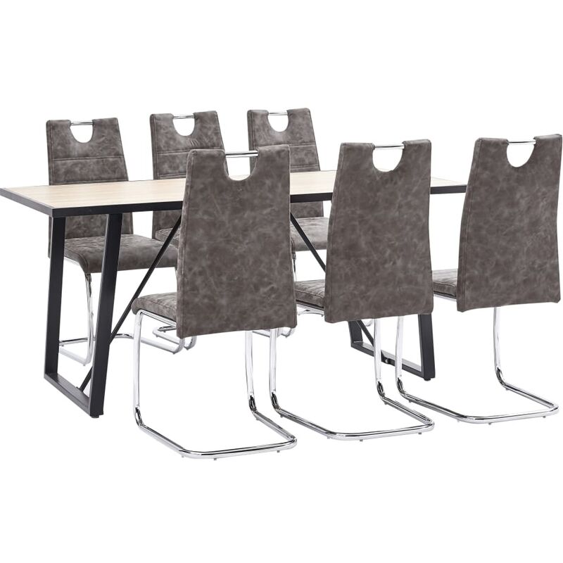 

Juego de comedor 7 piezas cuero sintético marrón