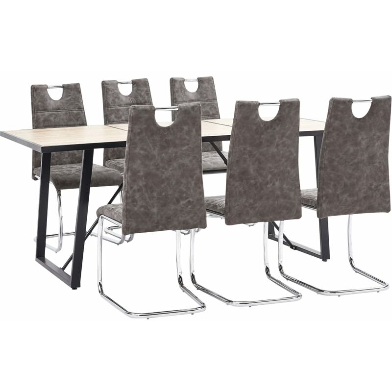 

Juego de comedor 7 piezas cuero sintético marrón