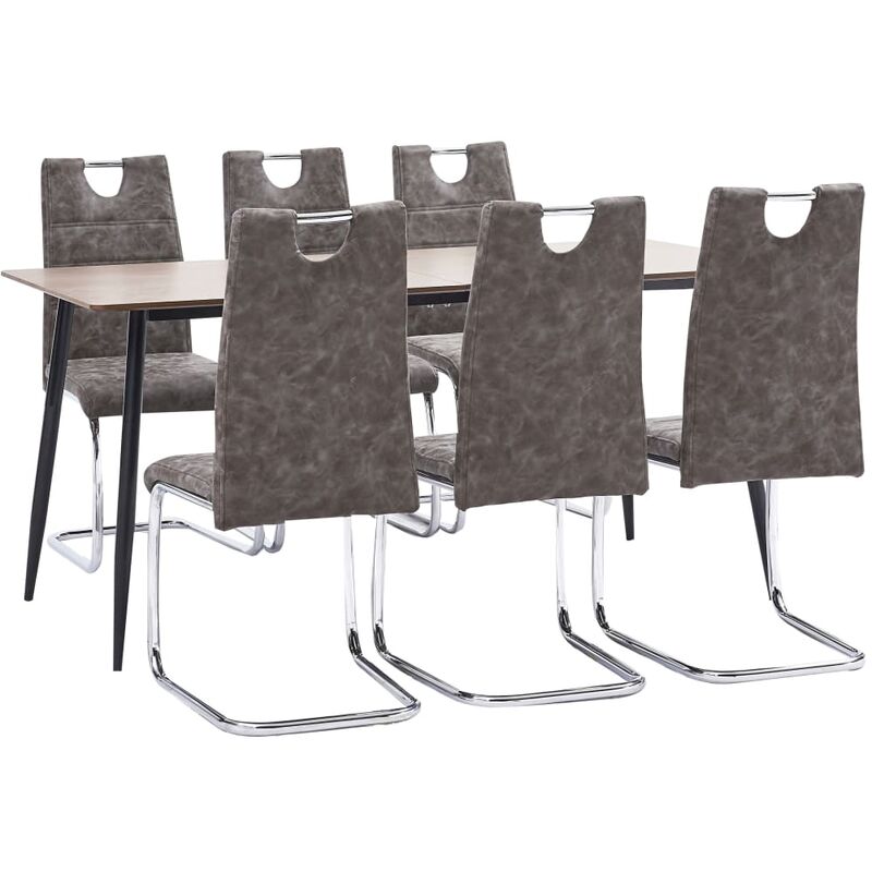 

Juego de comedor 7 piezas cuero sintético marrón
