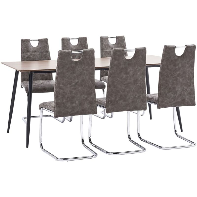 

Juego de comedor 7 piezas cuero sintético marrón