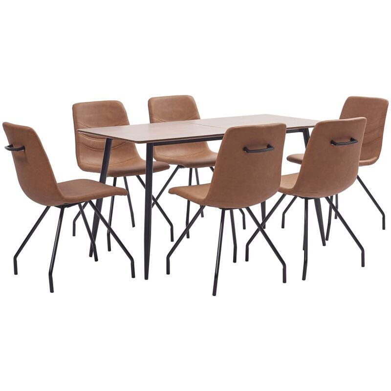 

Juego de comedor 7 piezas cuero sintético marrón