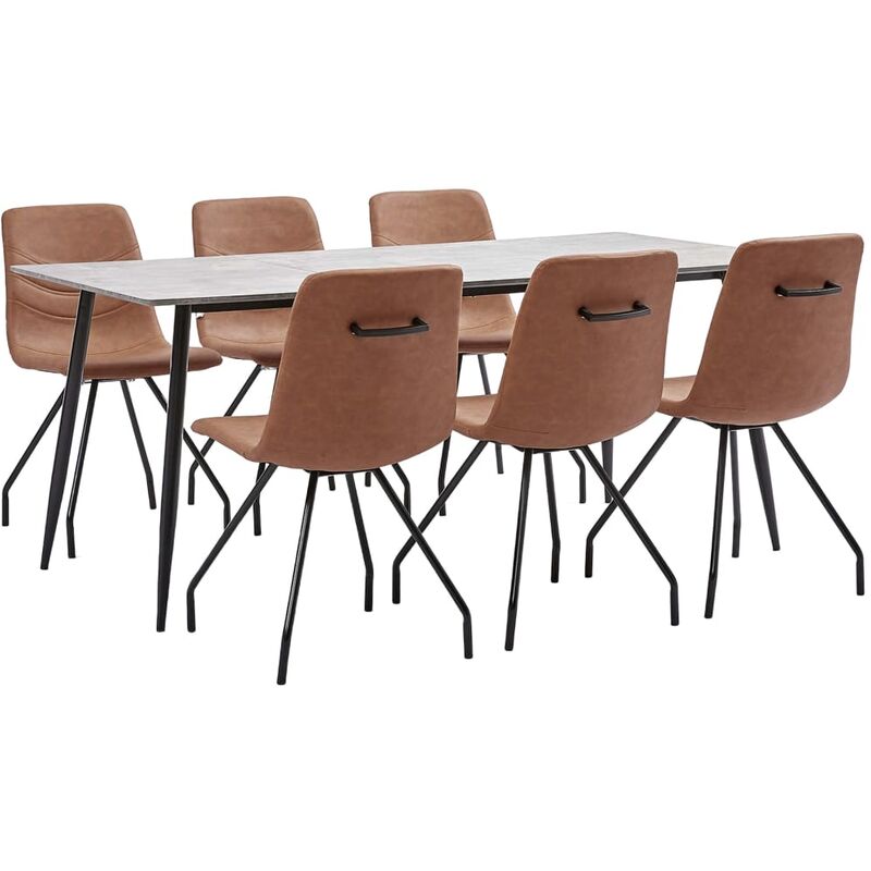 

Juego de comedor 7 piezas cuero sintético marrón