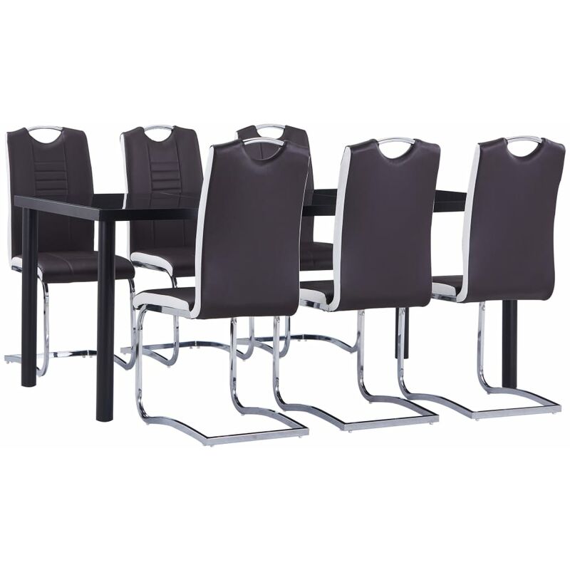 

Juego de comedor 7 piezas cuero sintético marrón