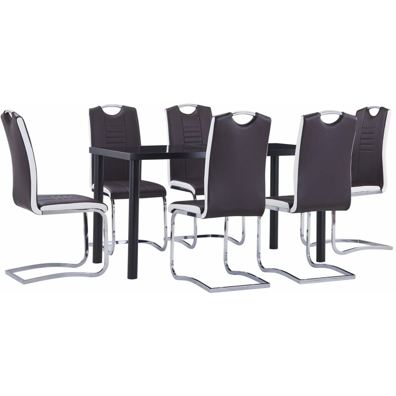 

Juego de comedor 7 piezas cuero sintético marrón