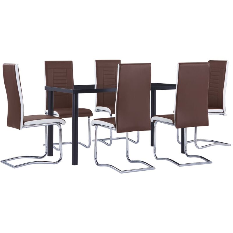 

Juego de comedor 7 piezas cuero sintético marrón