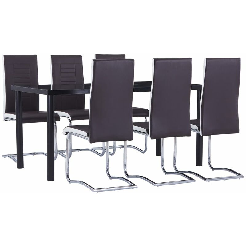 

Juego de comedor 7 piezas cuero sintético marrón