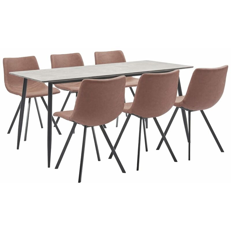 

Juego de comedor 7 piezas cuero sintético marrón intermedio