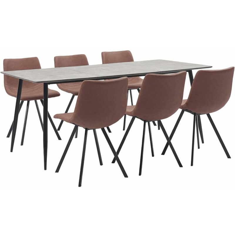 

Juego de comedor 7 piezas cuero sintético marrón intermedio