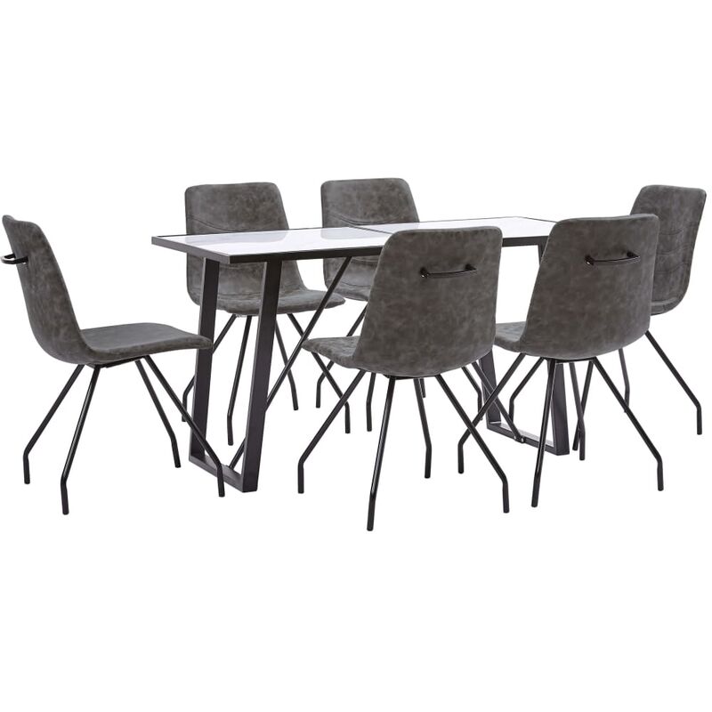 

Juego de comedor 7 piezas cuero sintético marrón oscuro