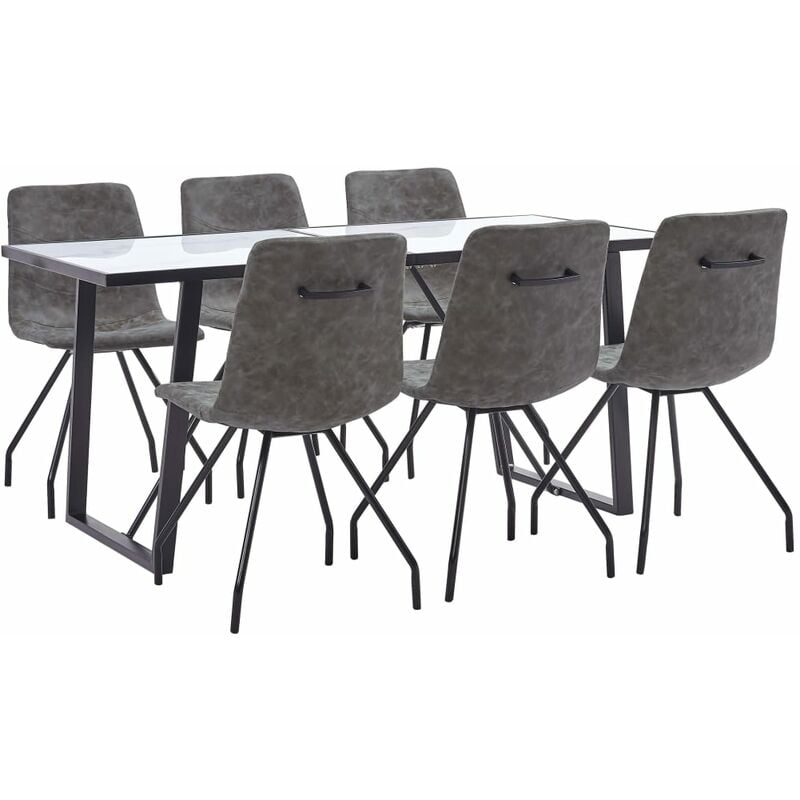 

Juego de comedor 7 piezas cuero sintético marrón oscuro