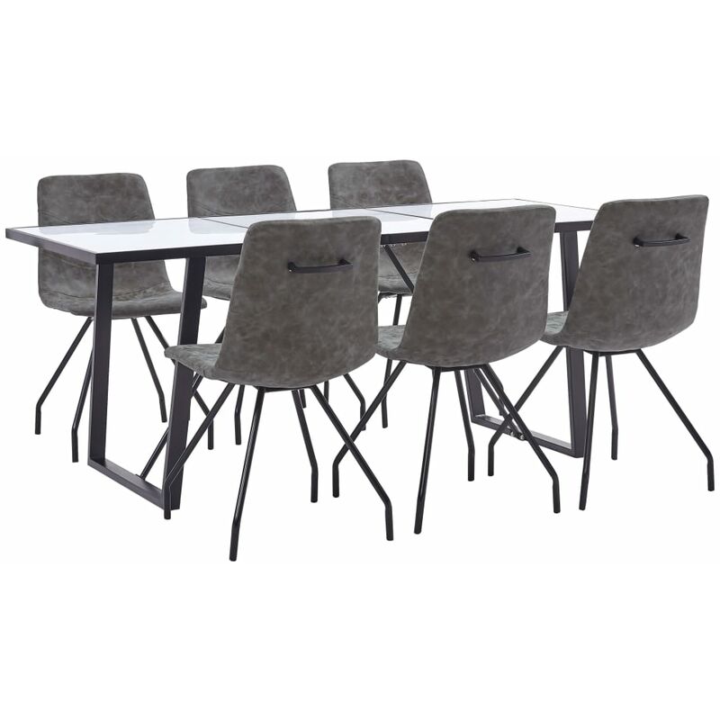 

Juego de comedor 7 piezas cuero sintético marrón oscuro
