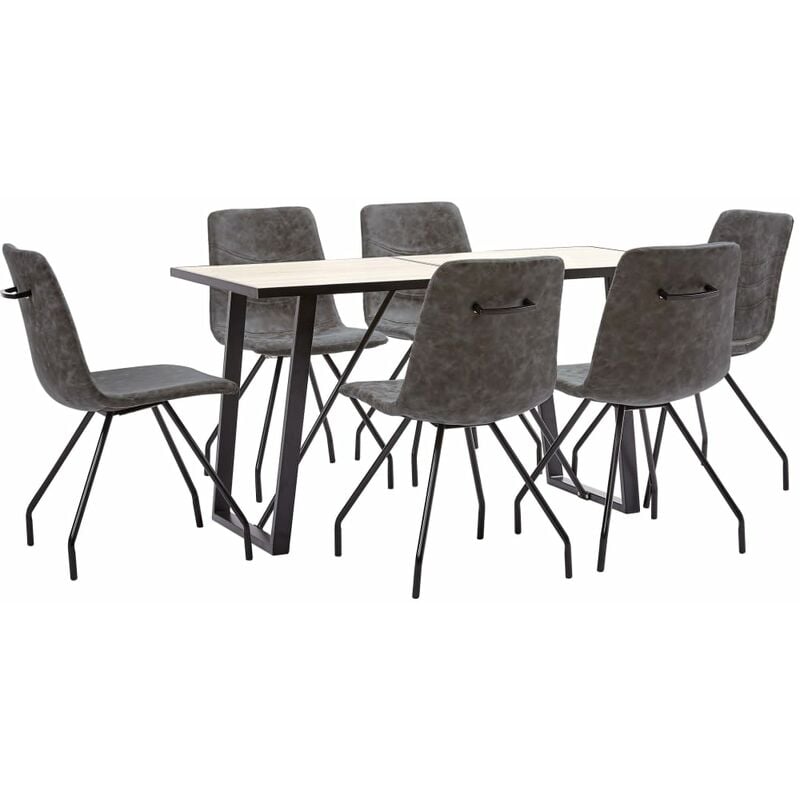 

Juego de comedor 7 piezas cuero sintético marrón oscuro