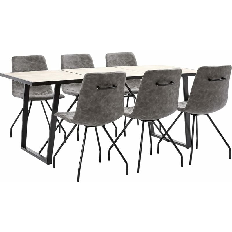 

Juego de comedor 7 piezas cuero sintético marrón oscuro