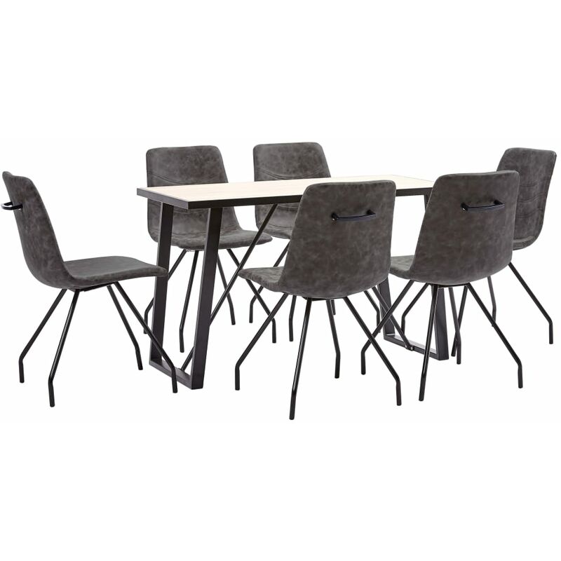 

Juego de comedor 7 piezas cuero sintético marrón oscuro
