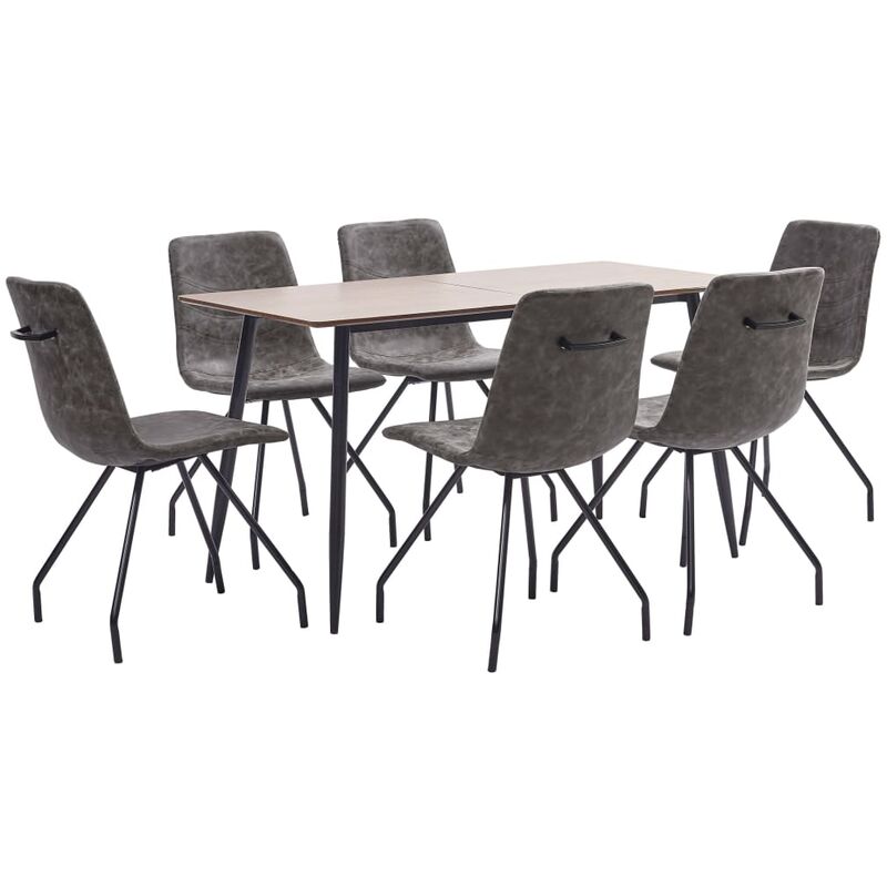 

Juego de comedor 7 piezas cuero sintético marrón oscuro