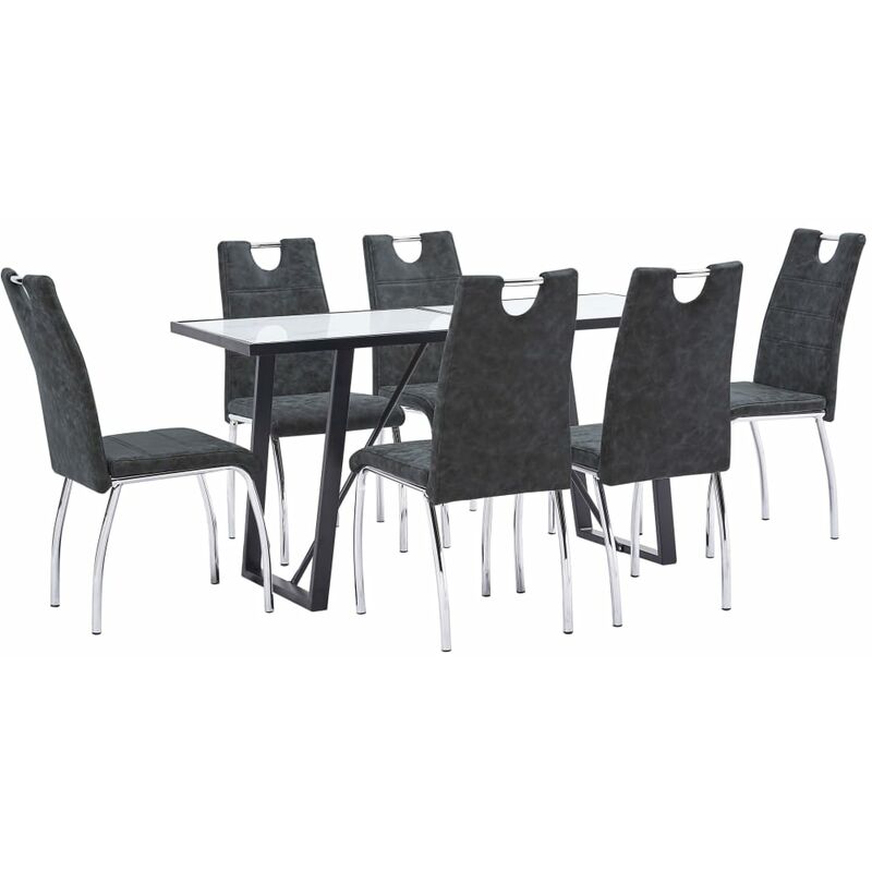 

Happyshopping - Juego de comedor 7 piezas cuero sintetico negro