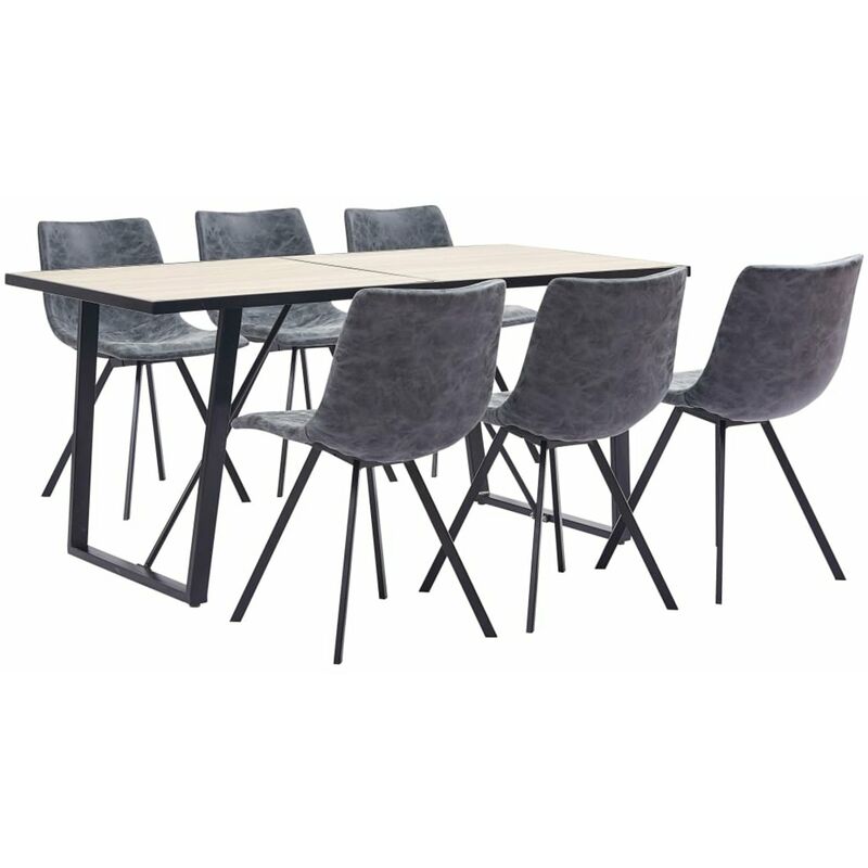 

Happyshopping - Juego de comedor 7 piezas cuero sintetico negro