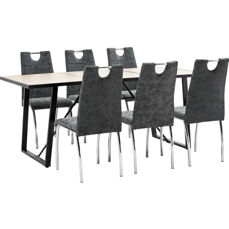 

Happyshopping - Juego de comedor 7 piezas cuero sintetico negro