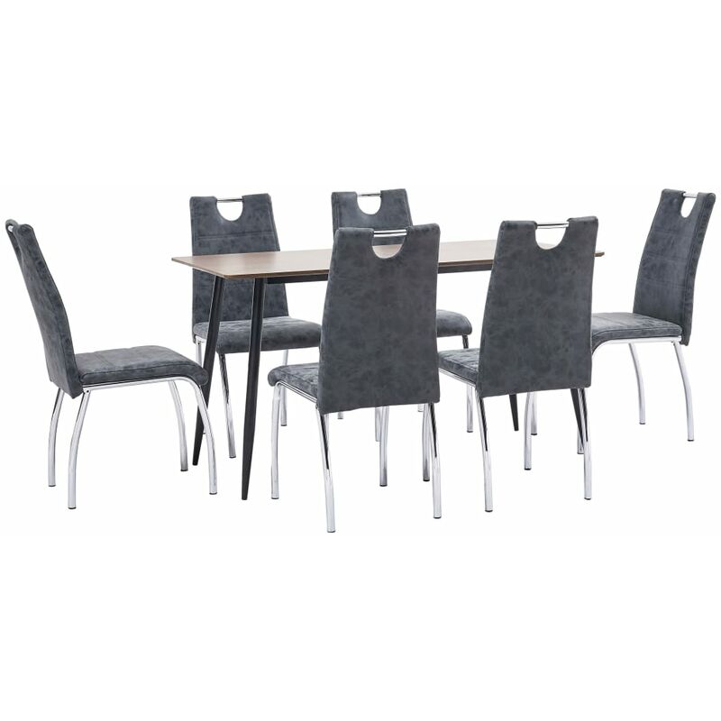 

Happyshopping - Juego de comedor 7 piezas cuero sintetico negro