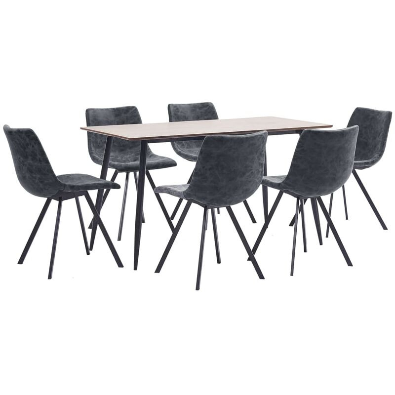 

Happyshopping - Juego de comedor 7 piezas cuero sintetico negro