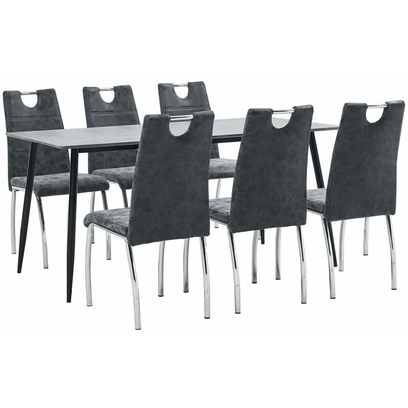 

Happyshopping - Juego de comedor 7 piezas cuero sintetico negro