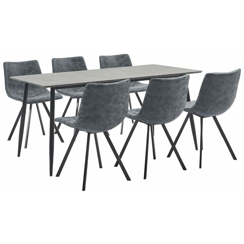 

Happyshopping - Juego de comedor 7 piezas cuero sintetico negro