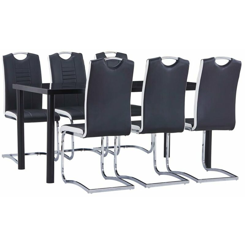 

Happyshopping - Juego de comedor 7 piezas cuero sintetico negro