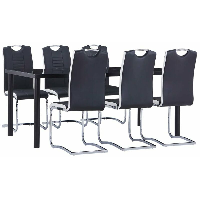 

Happyshopping - Juego de comedor 7 piezas cuero sintetico negro