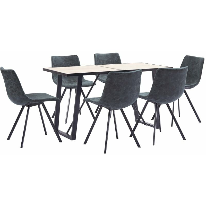 

Rogal Home&Deco Juego de comedor 7 piezas cuero sintético negro