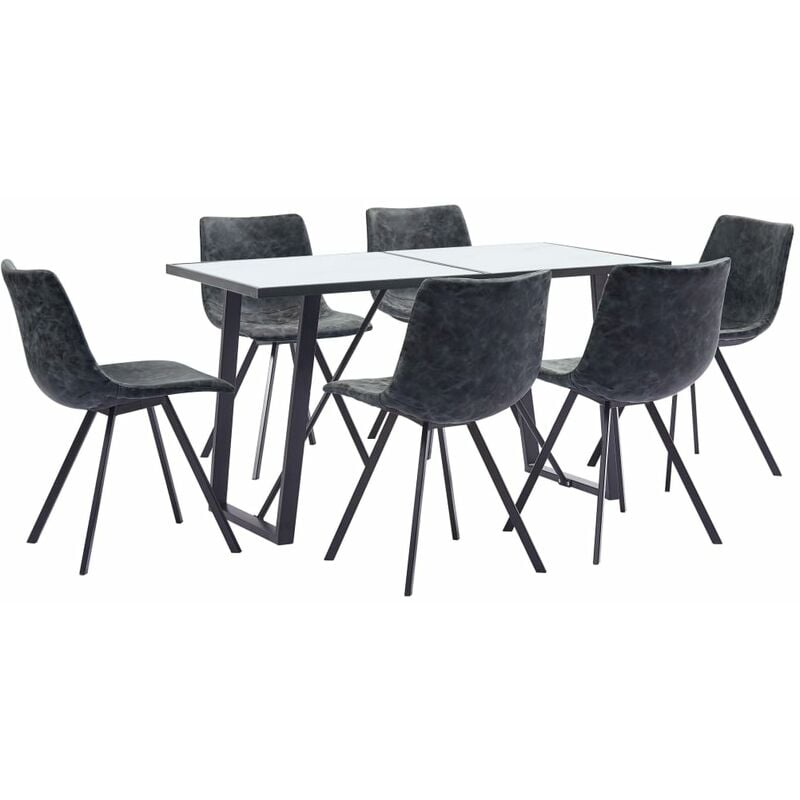 

Juego de comedor 7 piezas cuero sintético negro