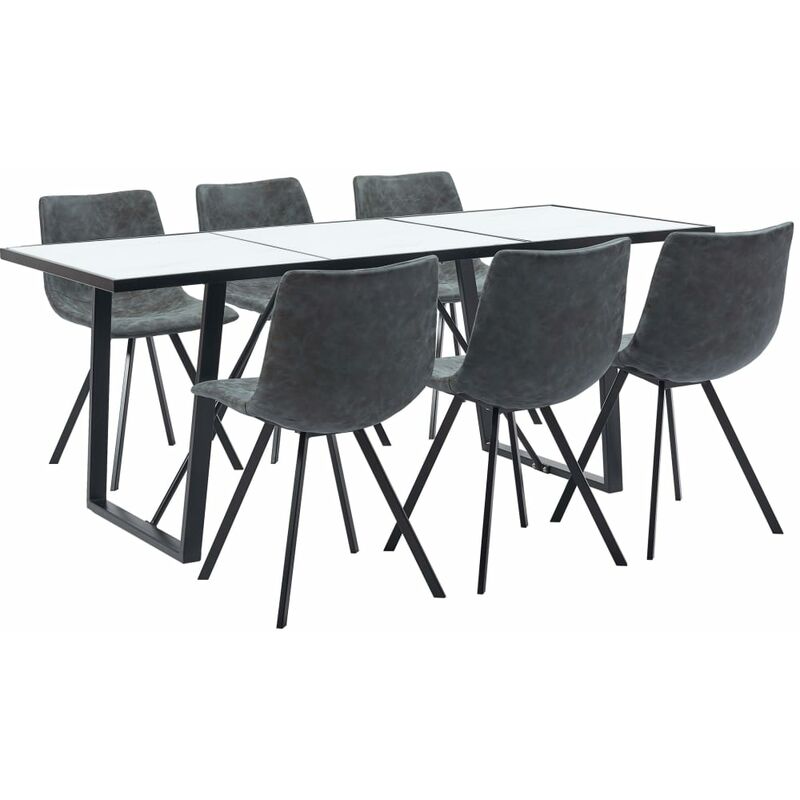 

Juego de comedor 7 piezas cuero sintético negro