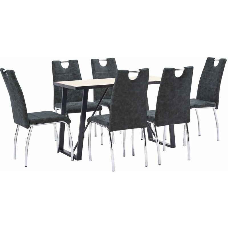 

Juego de comedor 7 piezas cuero sintético negro