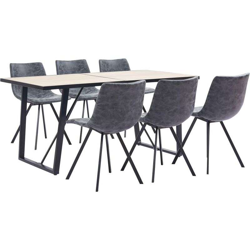 

Juego de comedor 7 piezas cuero sintético negro