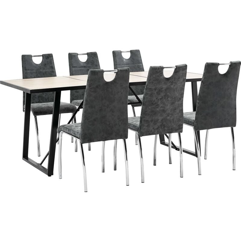 

Juego de comedor 7 piezas cuero sintético negro