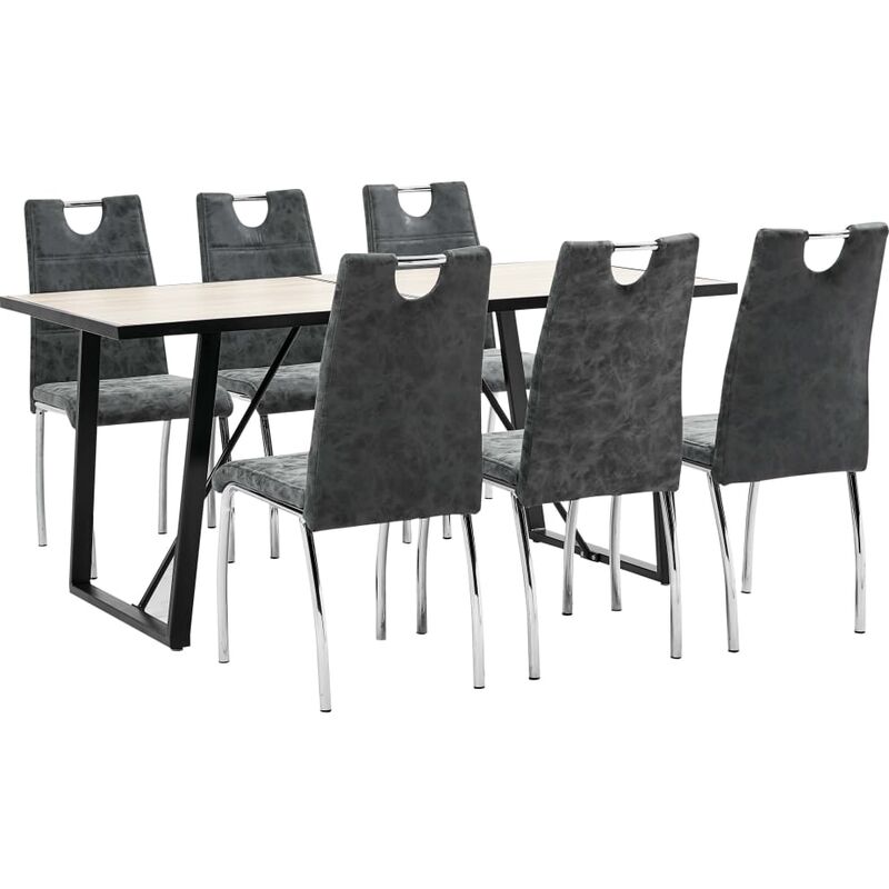 

Juego de comedor 7 piezas cuero sintético negro