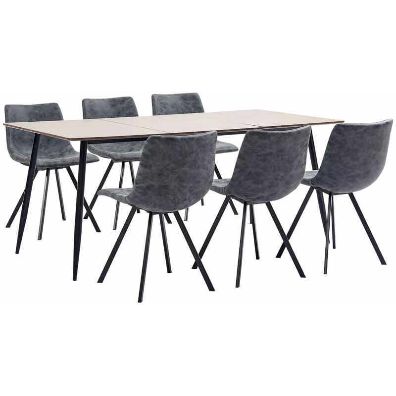 

Juego de comedor 7 piezas cuero sintético negro