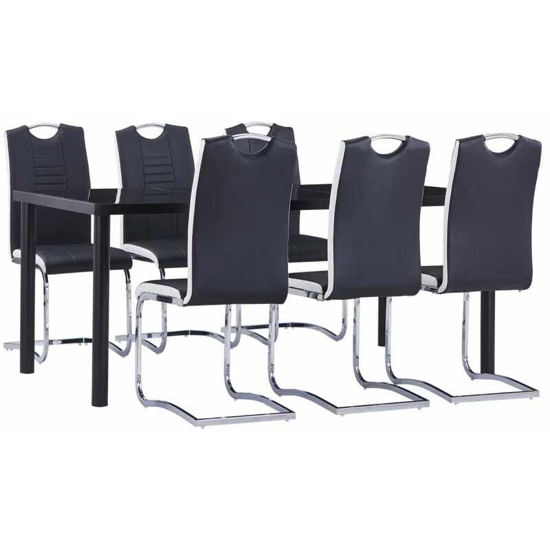 

Juego de comedor 7 piezas cuero sintético negro
