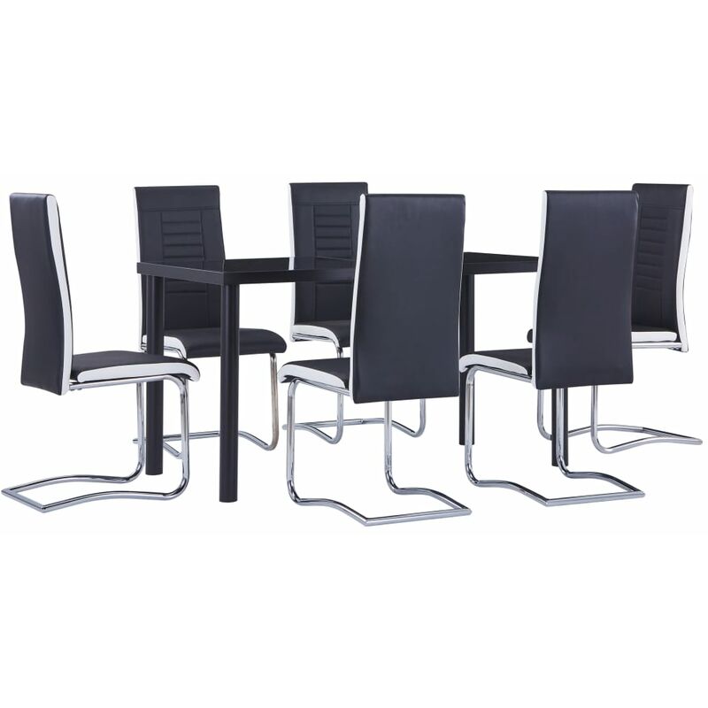 

Juego de comedor 7 piezas cuero sintético negro