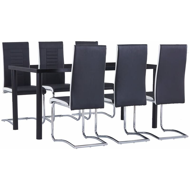 

Juego de comedor 7 piezas cuero sintético negro
