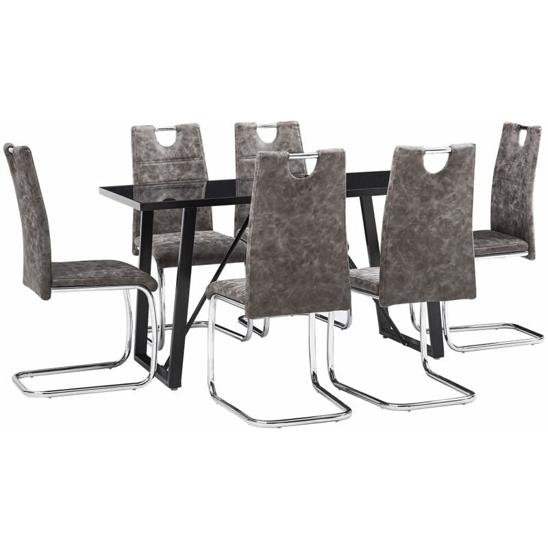 

vidaXL Juego de Comedor Cuero Sintético 7 Piezas Marrón - Marrón