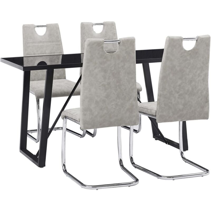 

vidaXL Juego de Comedor Cuero Sintético 5 Piezas Gris Claro - Gris