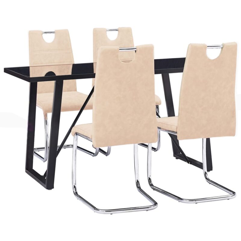 

vidaXL Juego de Comedor Cuero Sintético 5 Piezas Crema - Crema